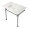 Kingston Brass KVPB37224Q1 37-Inch Console Sink with Stainless Steel Legs (4-Inch, 3 Hole), White/Polished Chrome KVPB37224Q1 - alternate 1